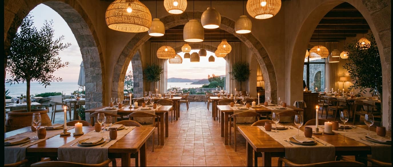 Restaurant ambience in the evening