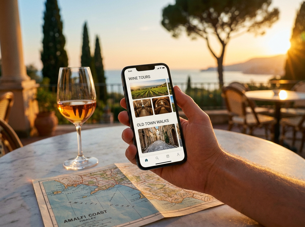 Guest choosing an excursion on a smartphone